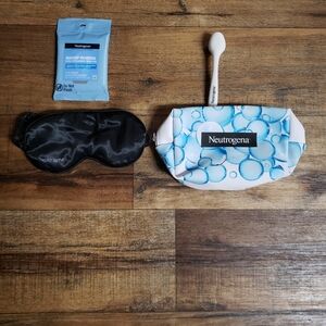 Neutrogena Self Care- Cosmetic Pouch,Eye Mask,Makeup Remover Wipes, Massage Tool